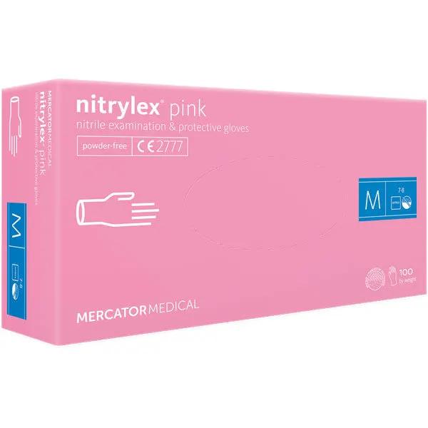 Manusi de examinare nitril nepudrate Nitrylex Pink, 100 buc.