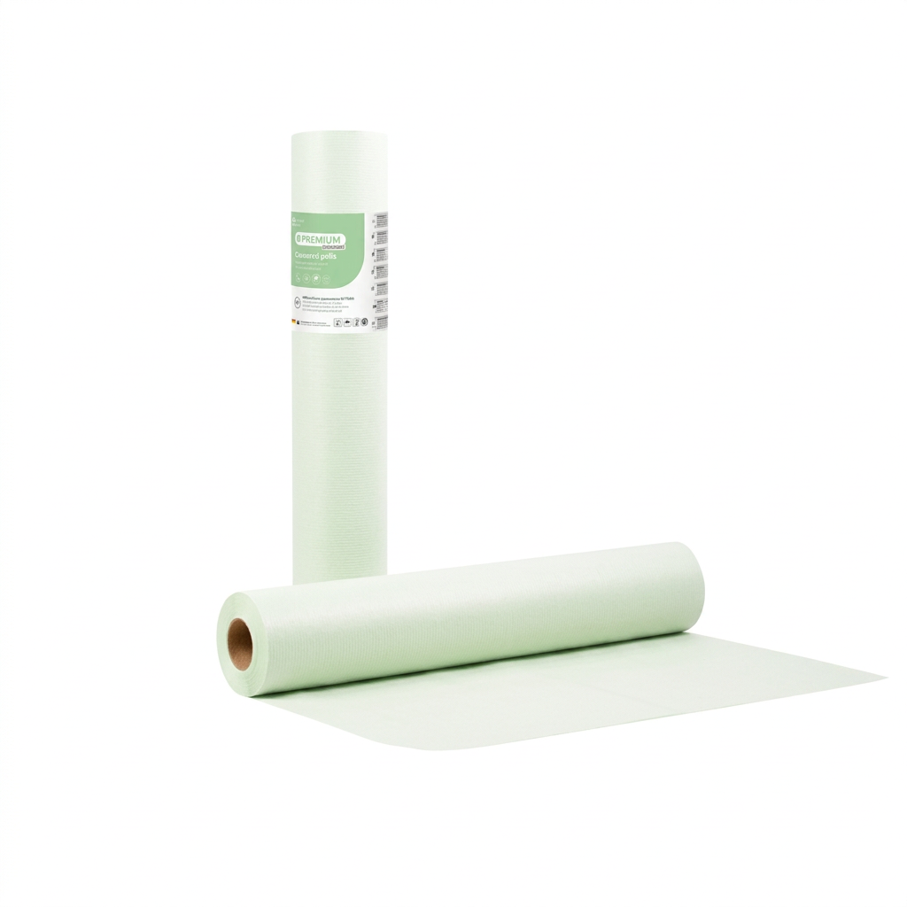 Role cearceaf hartie cu PE impermeabila, 50 cm x 50 m, verzi – SoftCare
