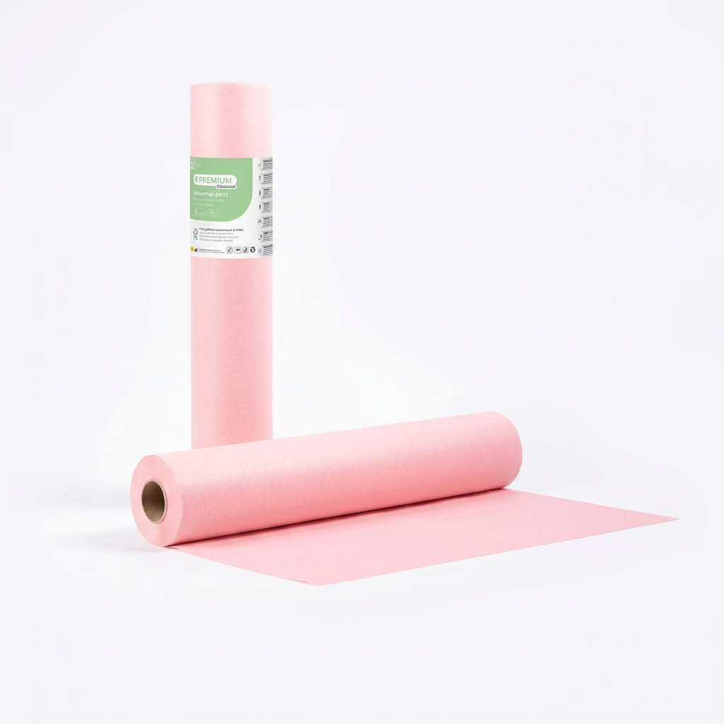 Role cearceaf hartie cu PE, impermeabila, 50 cm x 50 m, roz – SoftCare