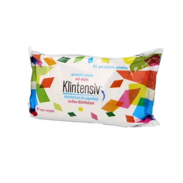 Servetele dezinfectante pentru suprafete Klintensiv, 80 buc.