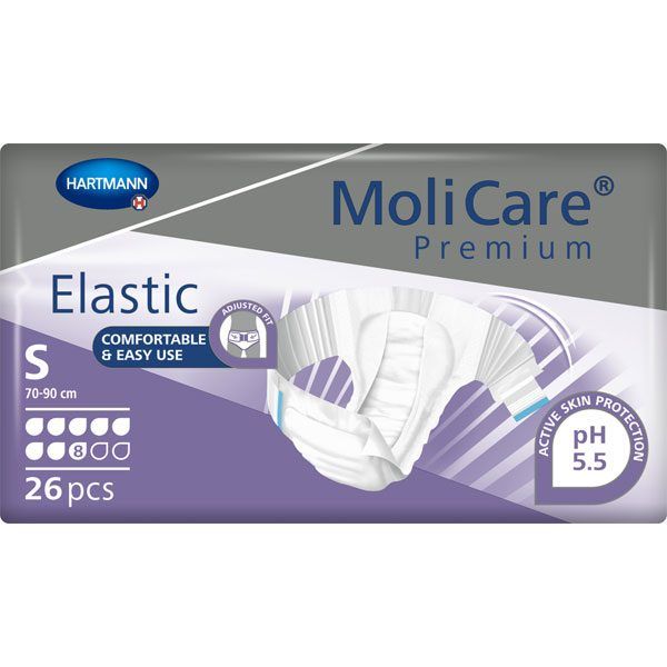 Scutece adulti MoliCare Premium Elastic 8 picaturi, mar. S, 26 buc.|Medizone